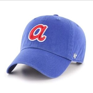 Atlanta Braves 47 Brand Cooperstown Clean Up Adjustable Strapback Hat‎ Dad Cap